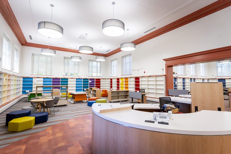 Children's area — new shelving, flooring and furnishings